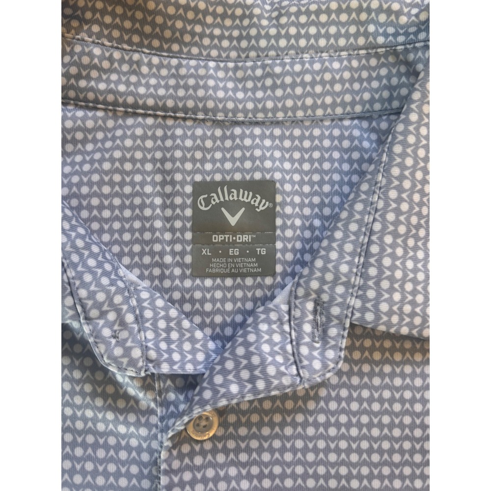 Callaway Opti-Dri Golf Polo Mens XL Light Blue White Geometric Print Performance - Picture 4 of 10